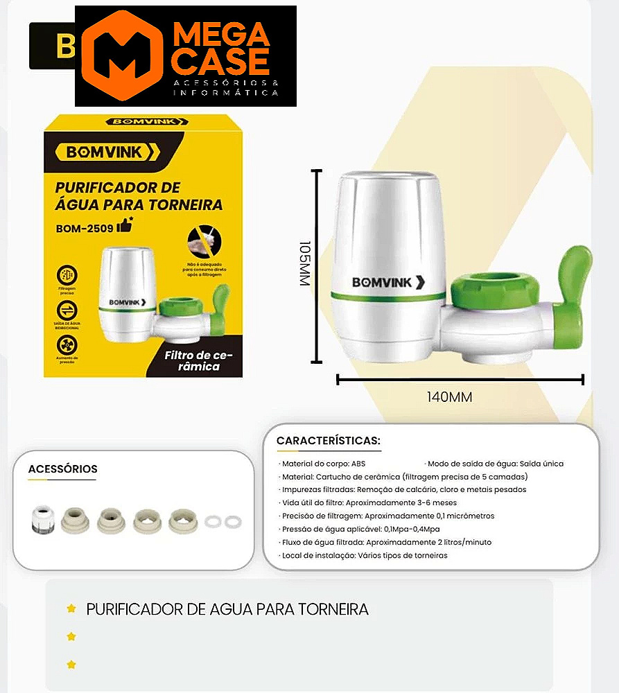 Purificador de Água para Torneira - BOM-2509