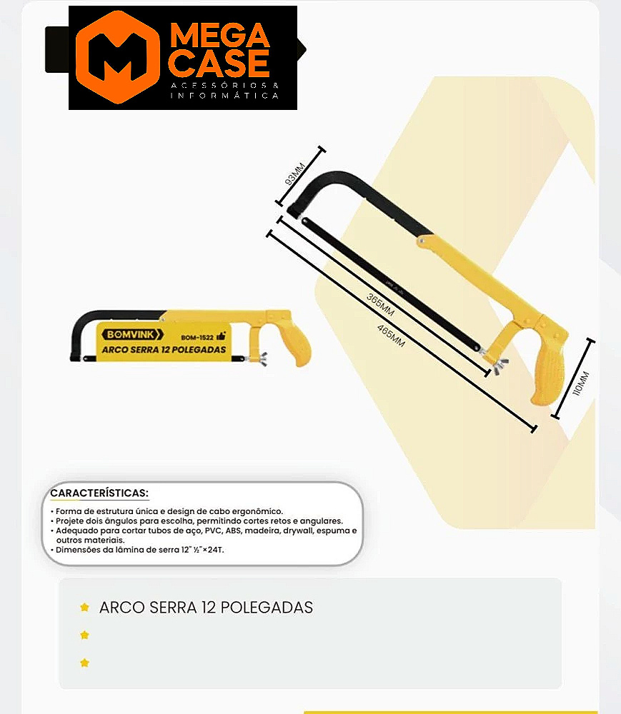 Arco Serra 12 Polegadas - BOM-1522