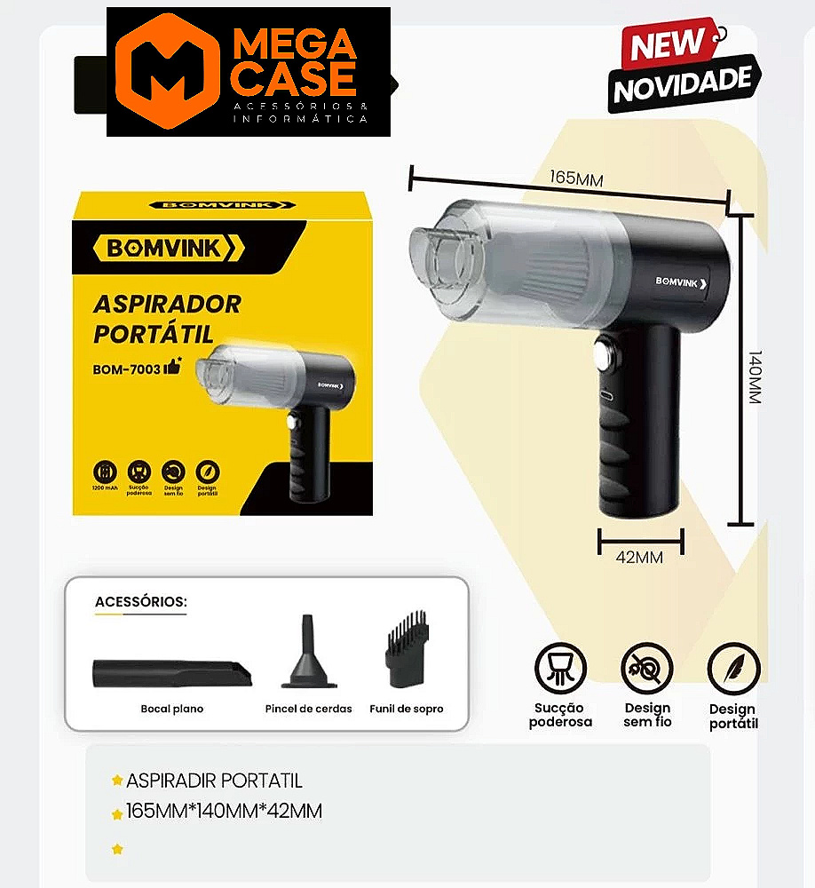 Aspirador de Pó Portátil BOM-7003