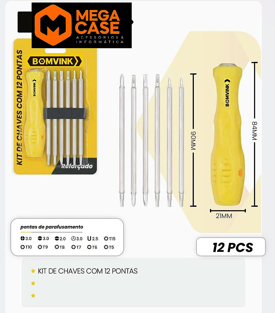 Kit de Chaves BOM-3105 – 12 Pontas