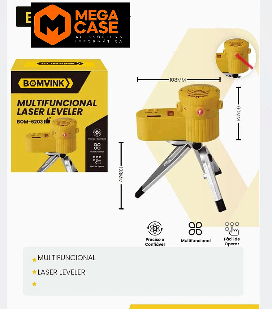 Nível Multifuncional com Tripé Laser BOMVINK BOM-6203