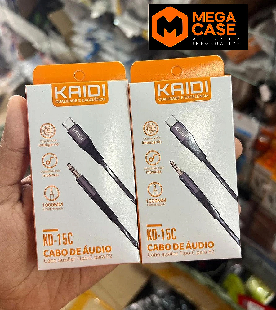 Cabo de áudio p2 x tipo c kaidi KD-15c