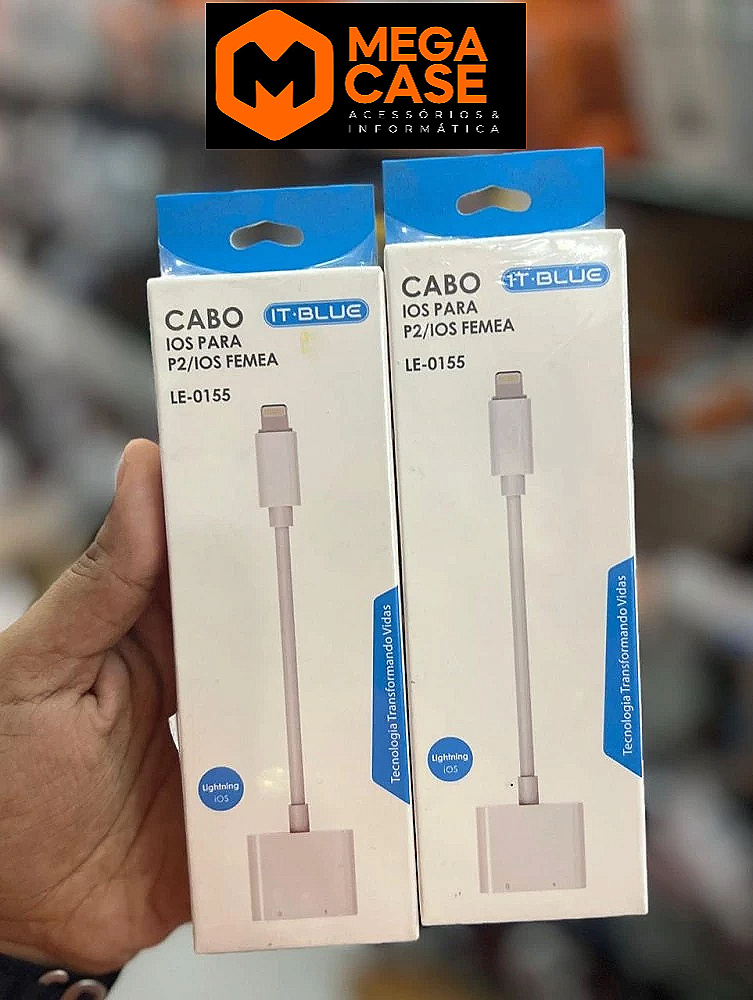 Adaptador Para Iphone Dual Lightning Carrega Fone Duplo P2 Le-0155