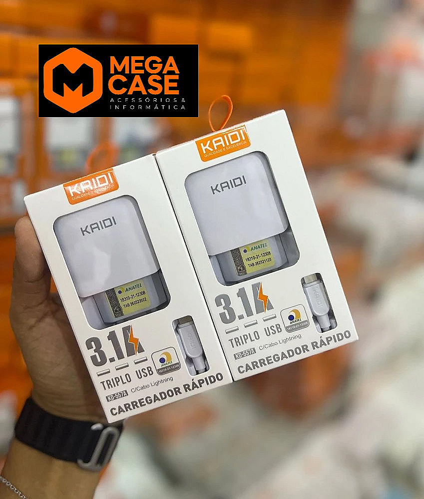 Carregador iphone Kaidi Triplo USB 3.1A KD-557A