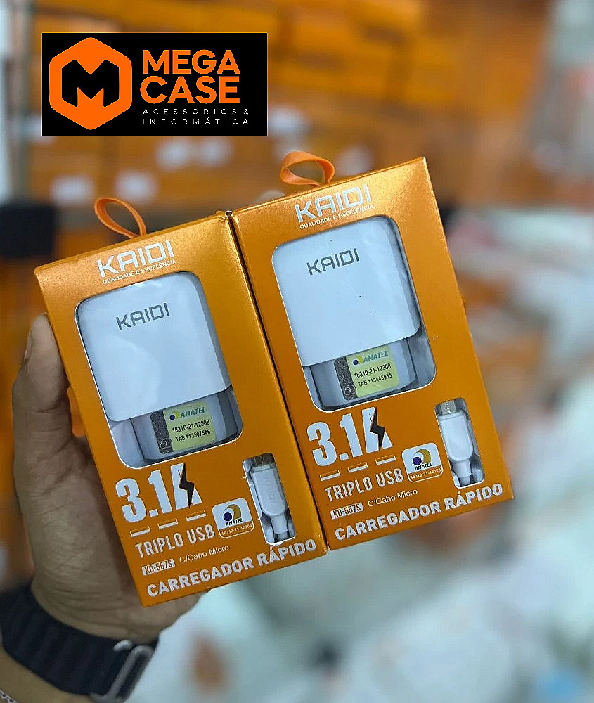 Carregador V8 Kaidi KD-657S (3.1A Triplo USB)