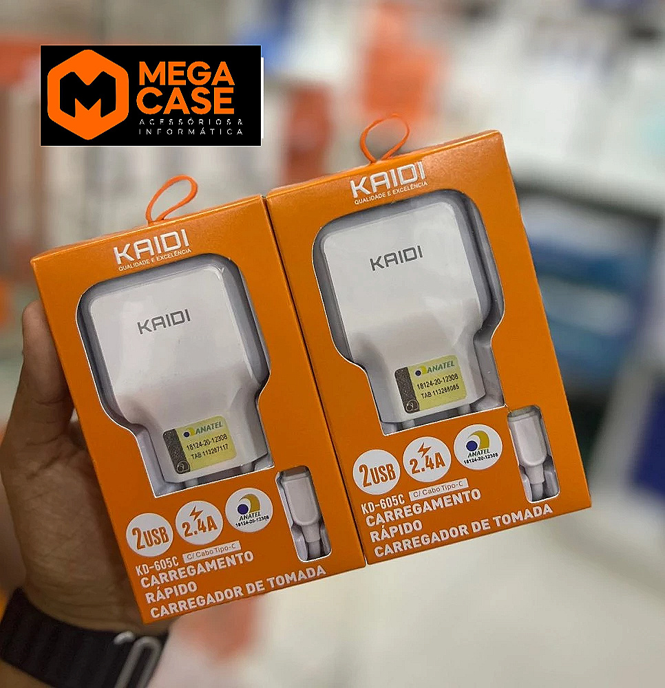 Carregador iphone Kaidi KD-605A (2USB - 2.4A Rápido)