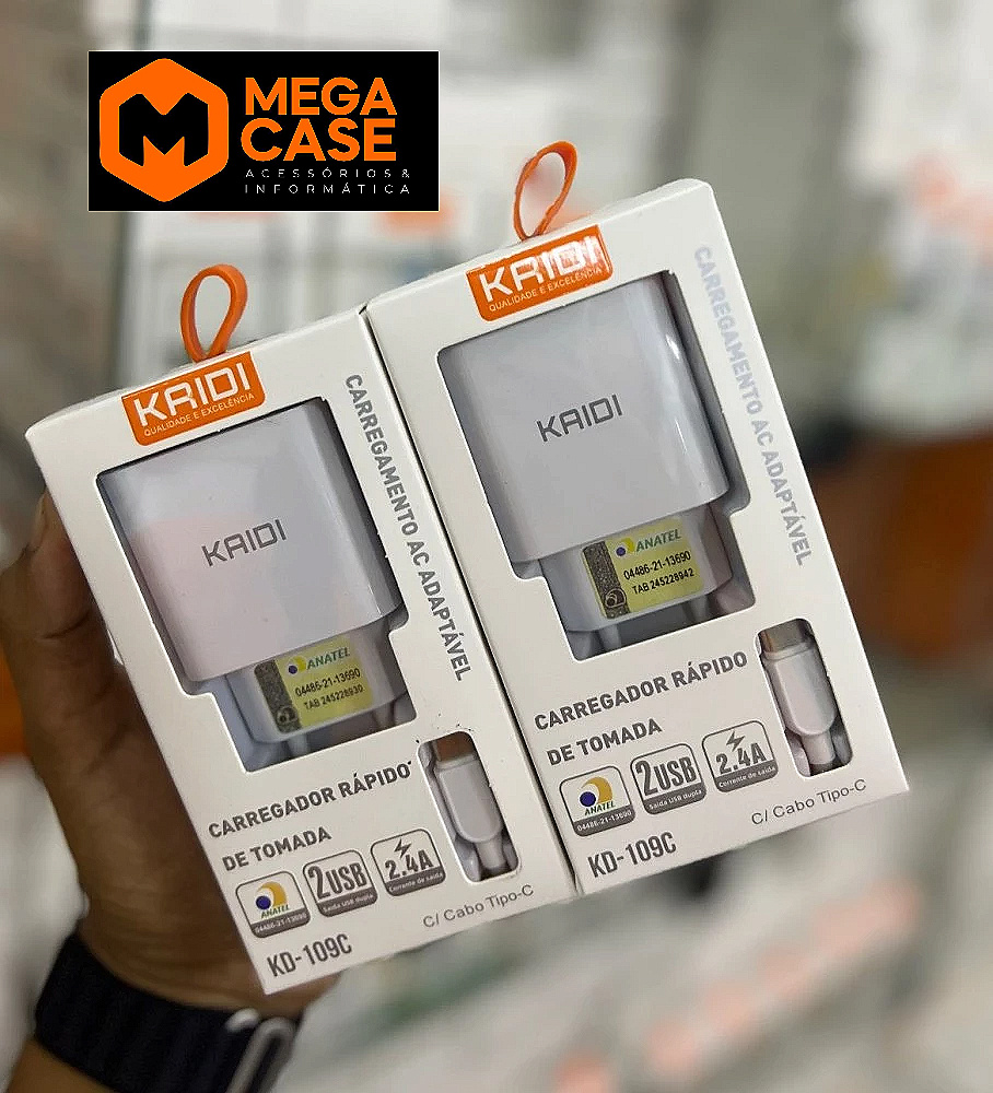 Carregador Tipo C Kaidi AC Adaptável (KD-109C)
