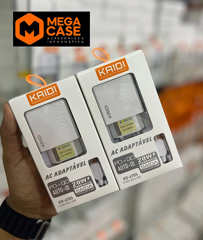Carregador V8 Kaidi 20W Turbo Adaptável (KD-670S)