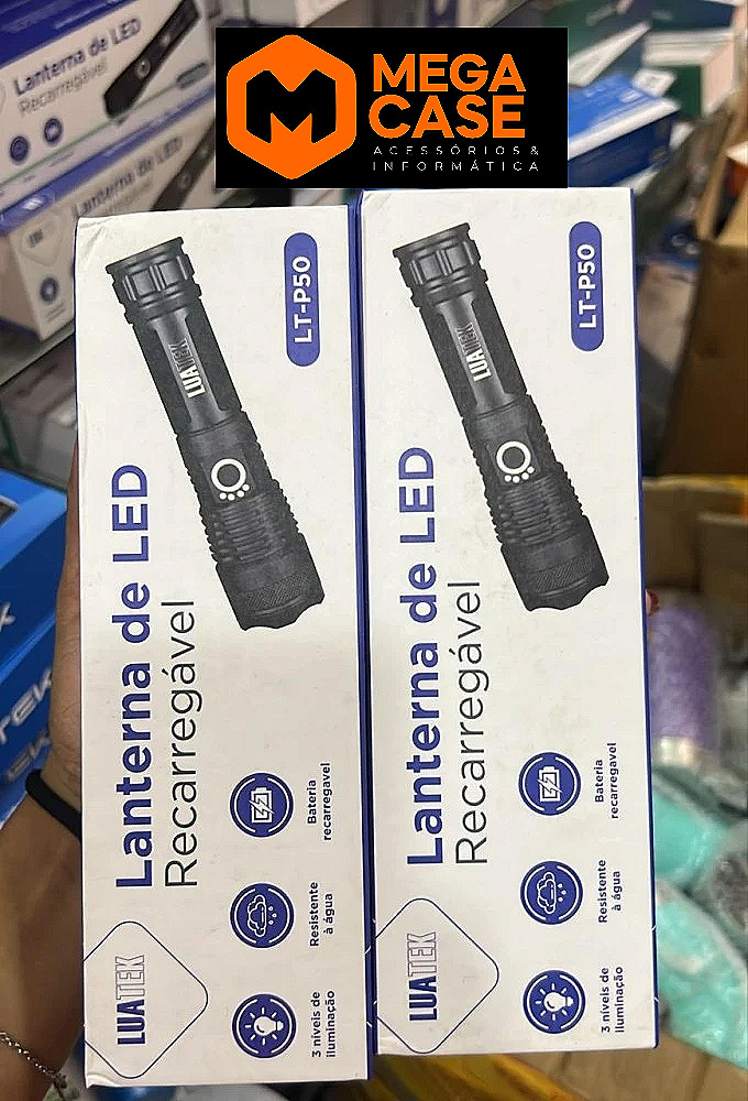 Lanterna de LED LT-P50 recarregável com zoom e foco ajustável