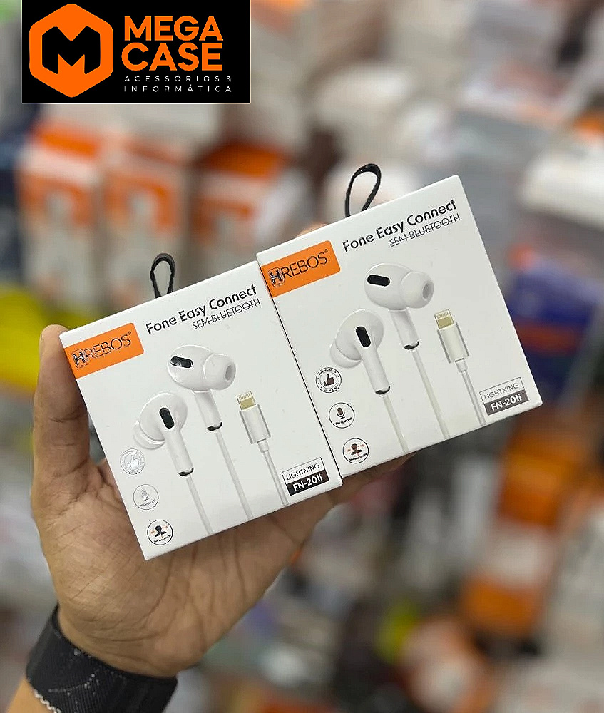 Fone Lightning H'Rebos FN-20ii Easy Connect sem Bluetooth