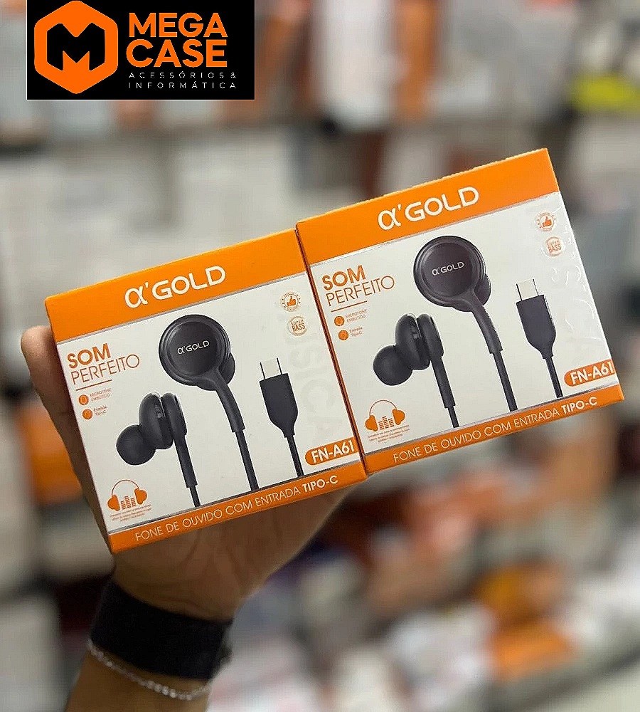 Fone Tipo-C α’GOLD FN-A61 intra-auricular com som perfeito