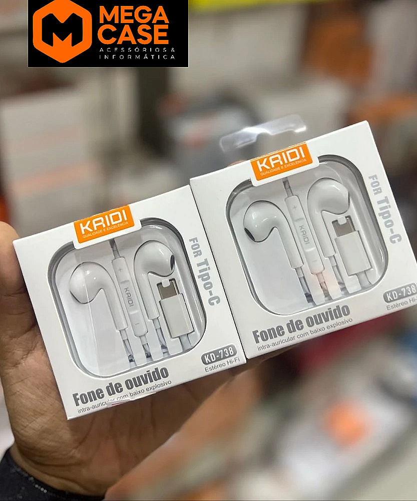 Fone Tipo-C Kaidi KD-738 intra-auricular estéreo
