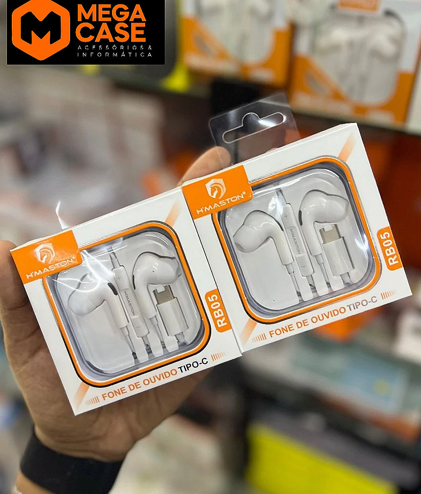 Fone Tipo-C H'maston RB05 estéreo branco