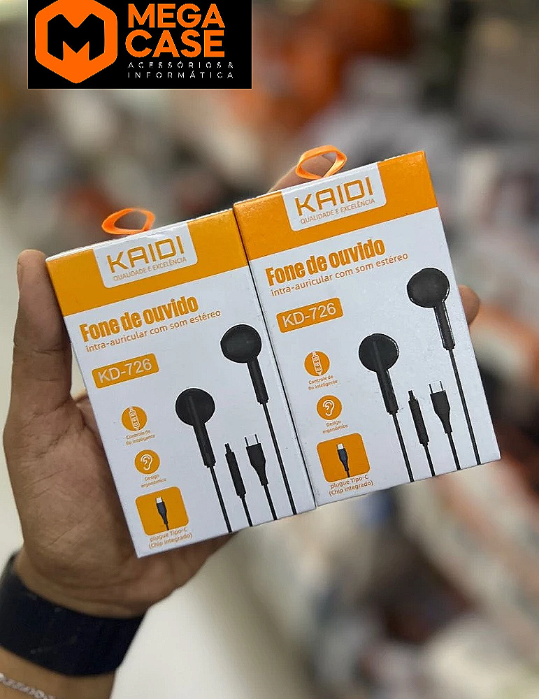 Fone Tipo-C Kaidi KD-726 intra-auricular estéreo