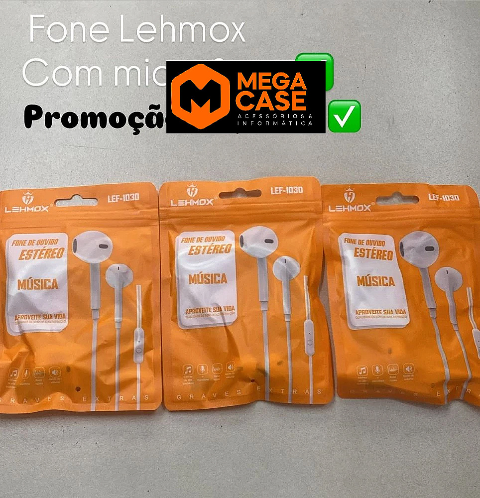 Fone com microfone Lehmox LEF-103D