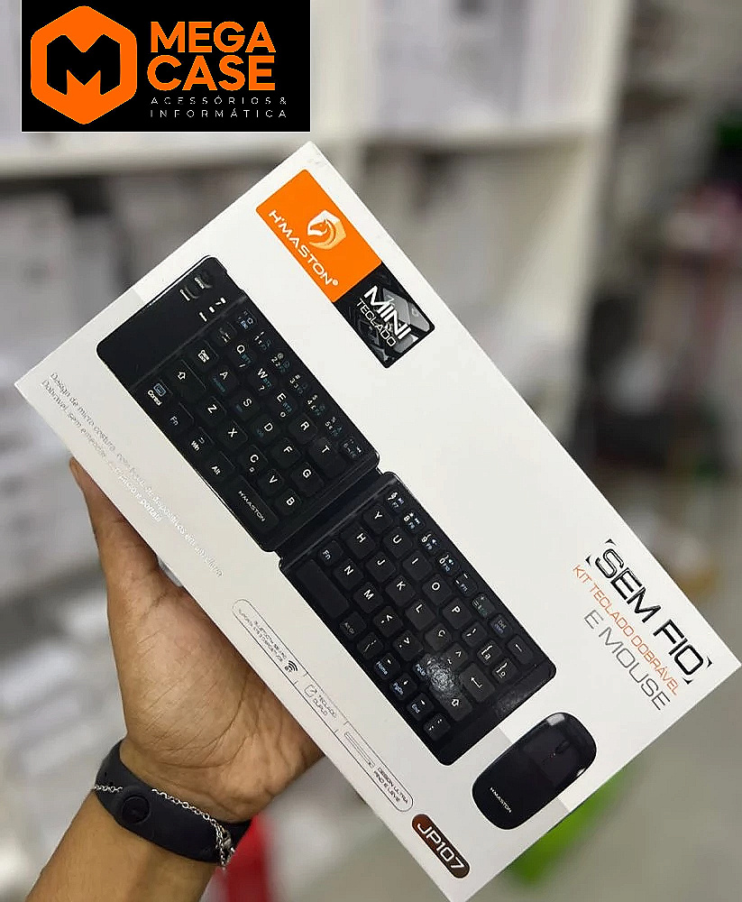 Kit Teclado Dobrável com Mouse Sem Fio H'maston JP107