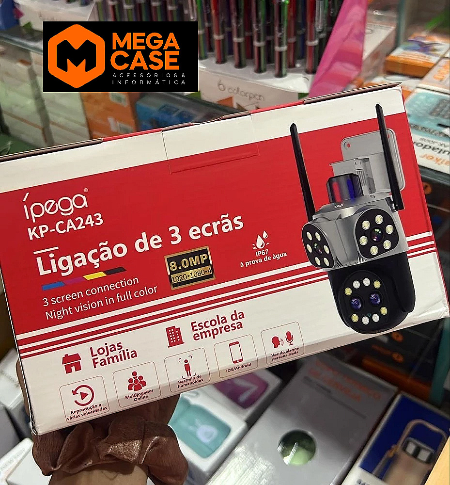 Câmera IP iPEGA KP-CA243 – 8MP Visão Noturna Full Color 3 Telas